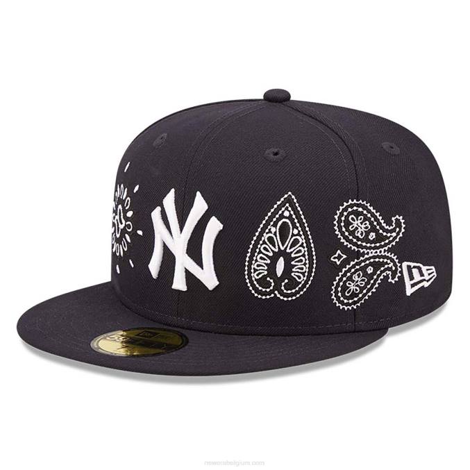 New Era new york yankees mlb all-over print paisley zwarte 59fifty fitted cap BT24376