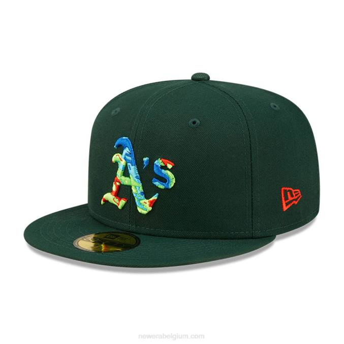 New Era oakland athletics infrarood donkergroen 59fifty getailleerde pet BT2441