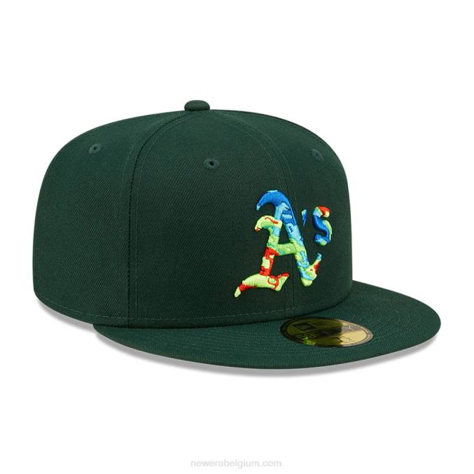 New Era oakland athletics infrarood donkergroen 59fifty getailleerde pet BT2441