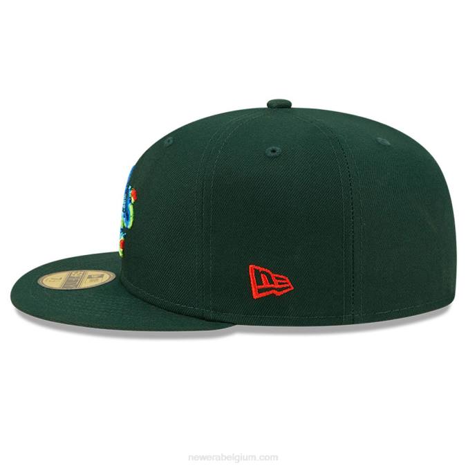 New Era oakland athletics infrarood donkergroen 59fifty getailleerde pet BT2441