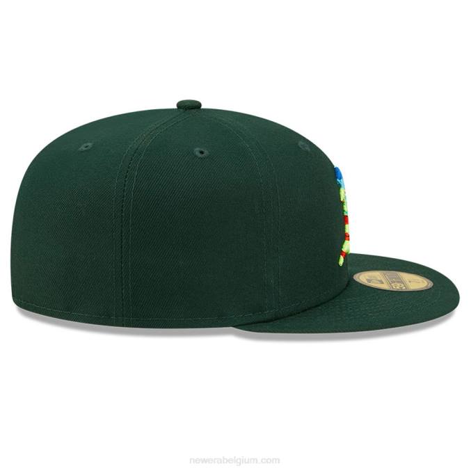 New Era oakland athletics infrarood donkergroen 59fifty getailleerde pet BT2441