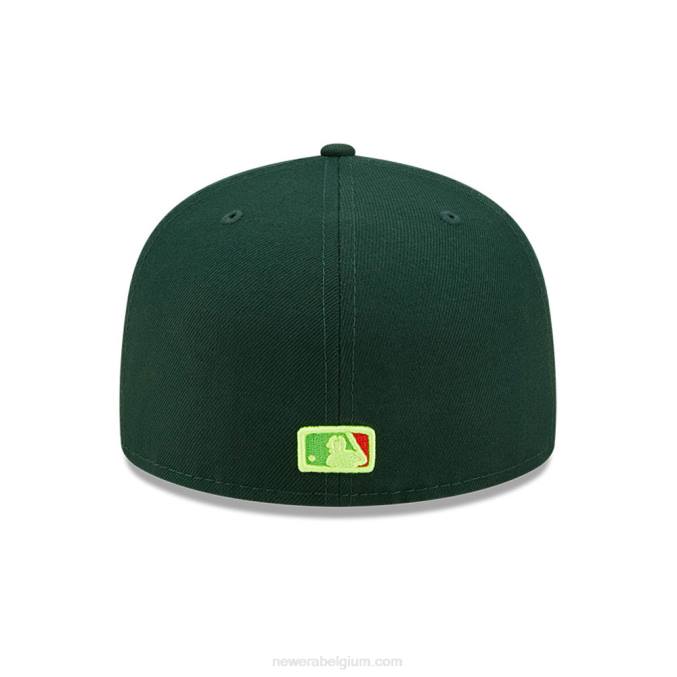 New Era oakland athletics infrarood donkergroen 59fifty getailleerde pet BT2441
