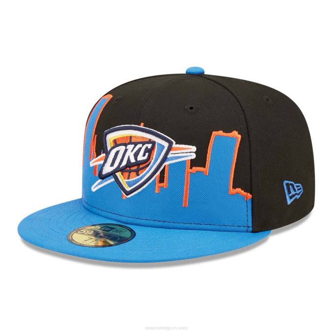 New Era oklahoma city thunder nba tip off 2022 zwarte 59fifty getailleerde pet BT24889