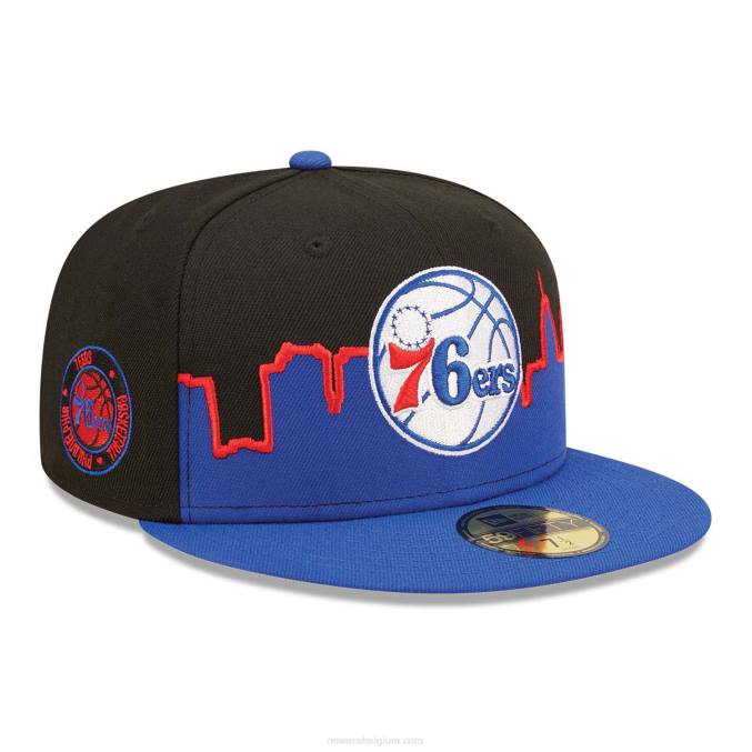 New Era philadelphia 76ers nba tip off 2022 zwarte 59fifty getailleerde pet BT24531