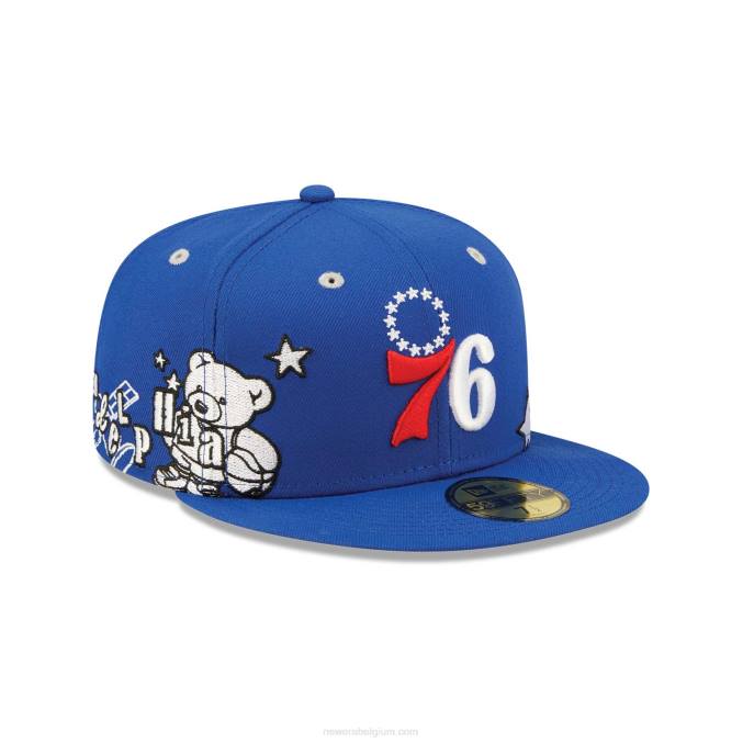 New Era philadelphia 76ers teddy blauw 59fifty getailleerde pet BT24664