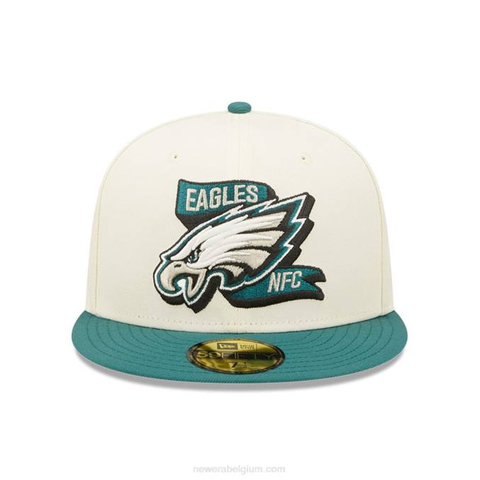 New Era philadelphia eagles nfl zijlijn 2022 witte 59fifty getailleerde pet BT24614