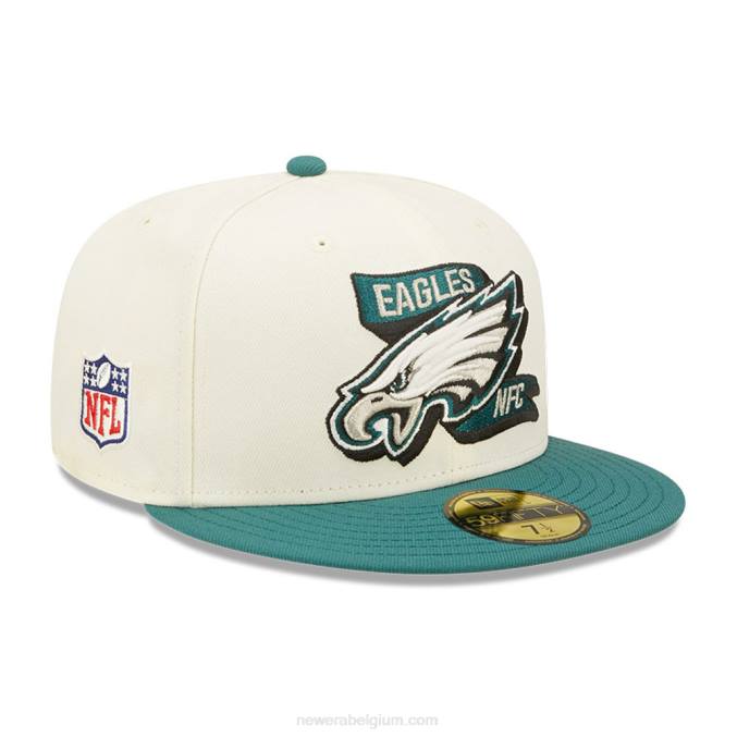 New Era philadelphia eagles nfl zijlijn 2022 witte 59fifty getailleerde pet BT24614