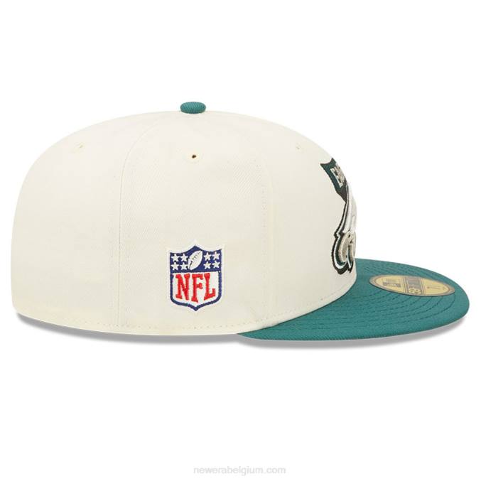 New Era philadelphia eagles nfl zijlijn 2022 witte 59fifty getailleerde pet BT24614