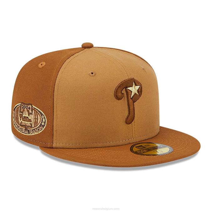 New Era philadelphia phillies driekleurige bruine 59fifty getailleerde pet BT2411