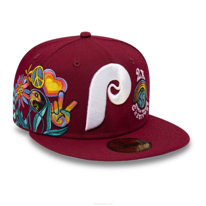 New Era philadelphia phillies groovy donkerrode 59fifty getailleerde pet BT24295