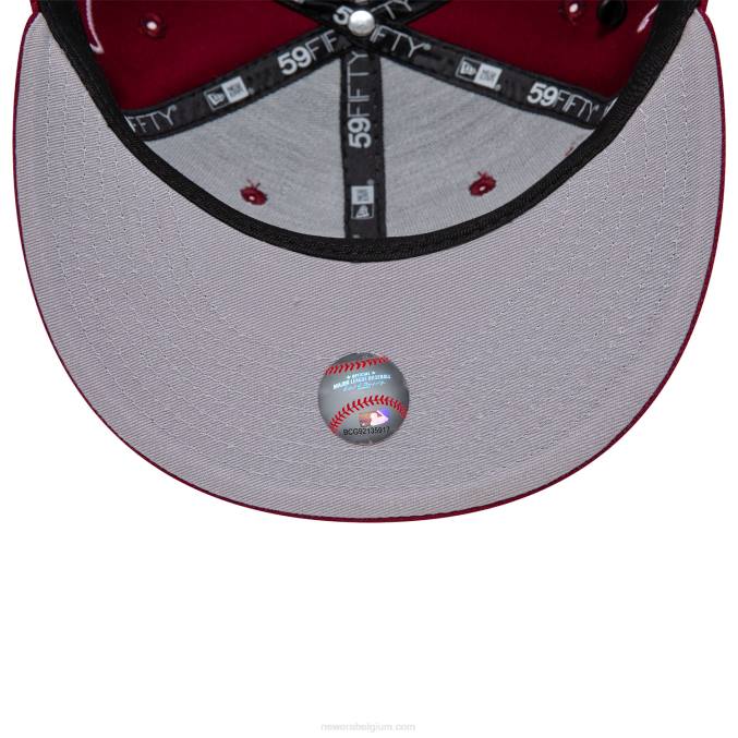 New Era philadelphia phillies historic champs donkerrode 59fifty getailleerde pet BT24521