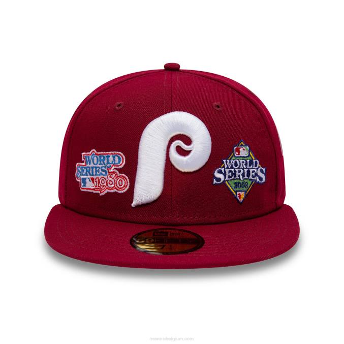 New Era philadelphia phillies historic champs donkerrode 59fifty getailleerde pet BT24521