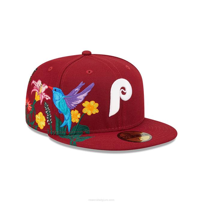New Era philadelphia phillies mlb blooming donkerrood 59fifty getailleerde pet BT24404