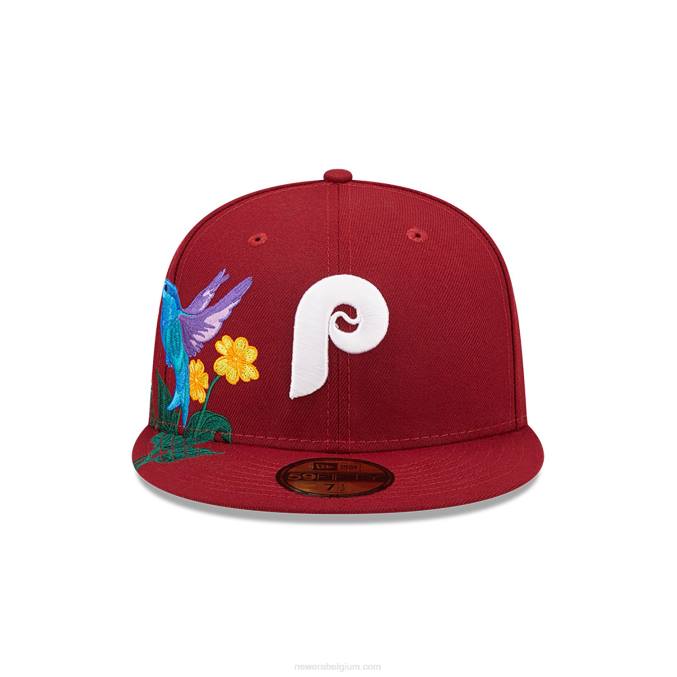 New Era philadelphia phillies mlb blooming donkerrood 59fifty getailleerde pet BT24404