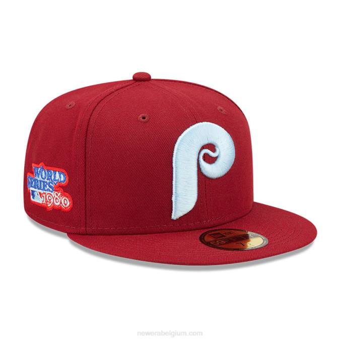 New Era philadelphia phillies mlb cloud donkerrood 59fifty getailleerde pet BT2450
