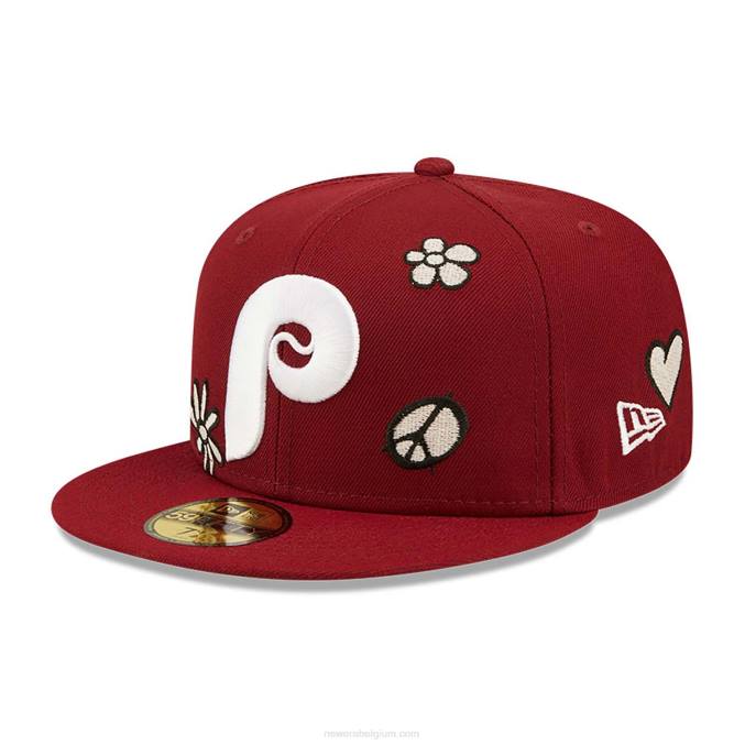 New Era philadelphia phillies mlb zonlicht pop donkerrood 59fifty cap BT24363
