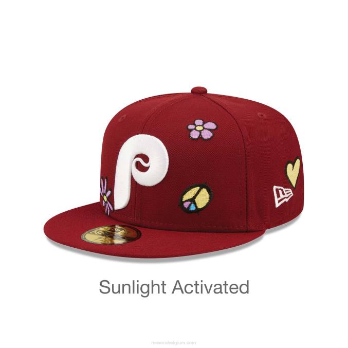 New Era philadelphia phillies mlb zonlicht pop donkerrood 59fifty cap BT24363