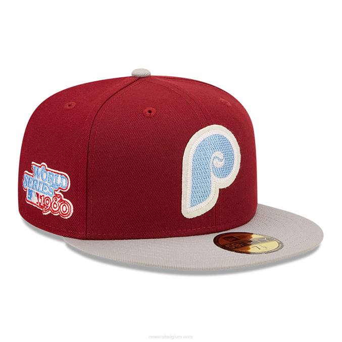 New Era philadelphia phillies ne letterman donkerrode 59fifty getailleerde pet BT24525