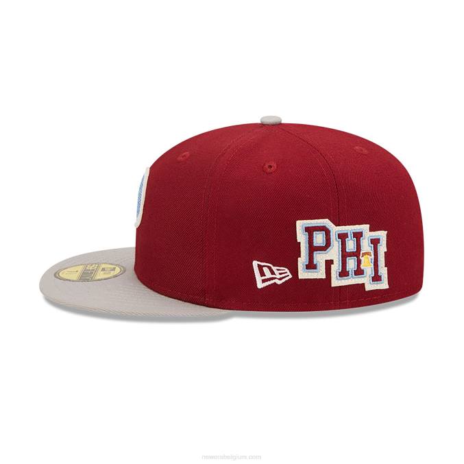 New Era philadelphia phillies ne letterman donkerrode 59fifty getailleerde pet BT24525