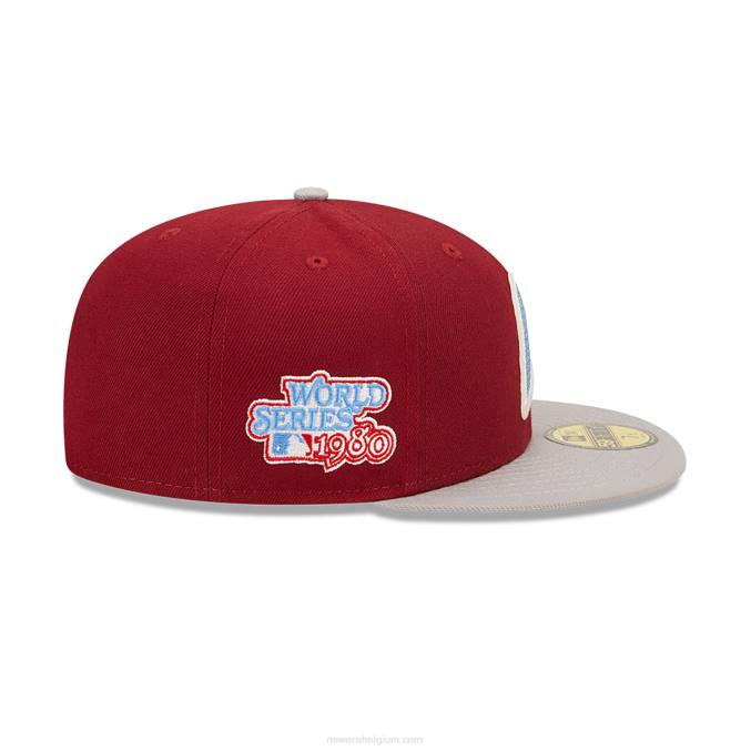 New Era philadelphia phillies ne letterman donkerrode 59fifty getailleerde pet BT24525