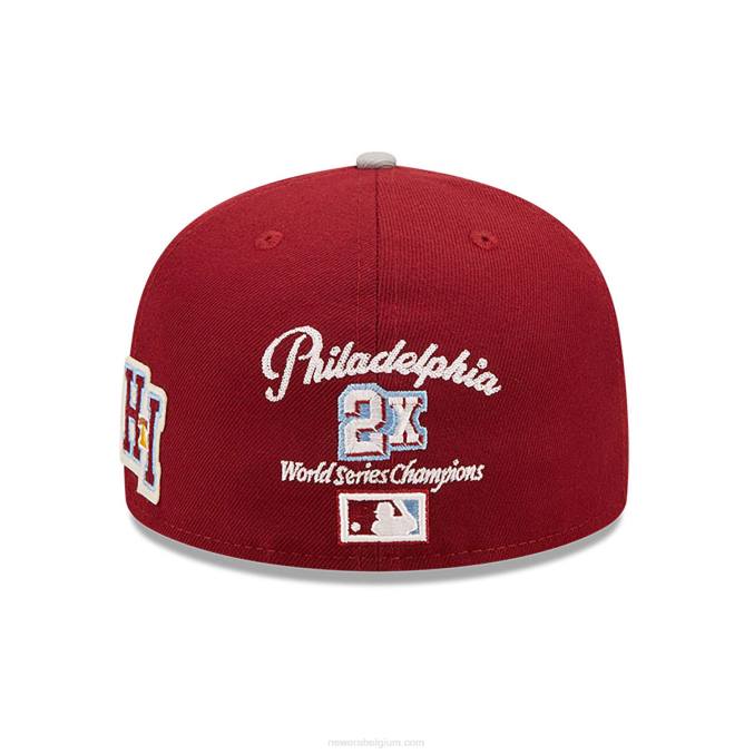 New Era philadelphia phillies ne letterman donkerrode 59fifty getailleerde pet BT24525
