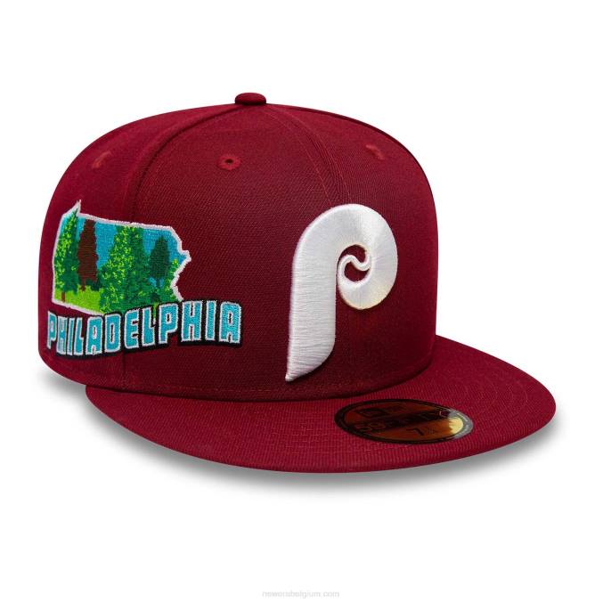 New Era philadelphia phillies stateview rode 59fifty getailleerde pet BT24747