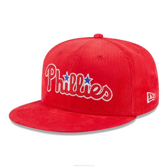 New Era philadelphia phillies vintage koord rood 59fifty getailleerde pet BT2475