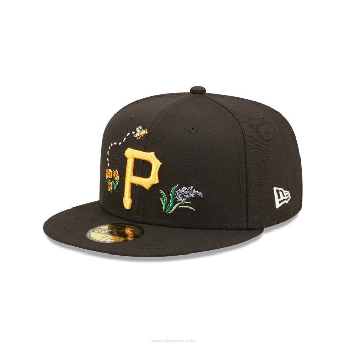 New Era pittsburgh piraten aquarel bloemen zwarte 59fifty pet BT24895