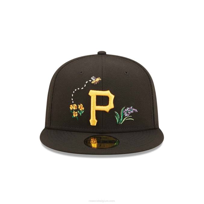 New Era pittsburgh piraten aquarel bloemen zwarte 59fifty pet BT24895