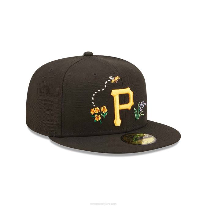 New Era pittsburgh piraten aquarel bloemen zwarte 59fifty pet BT24895