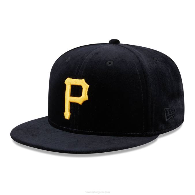 New Era pittsburgh piraten fluwelen zwarte 59fifty getailleerde pet BT241053