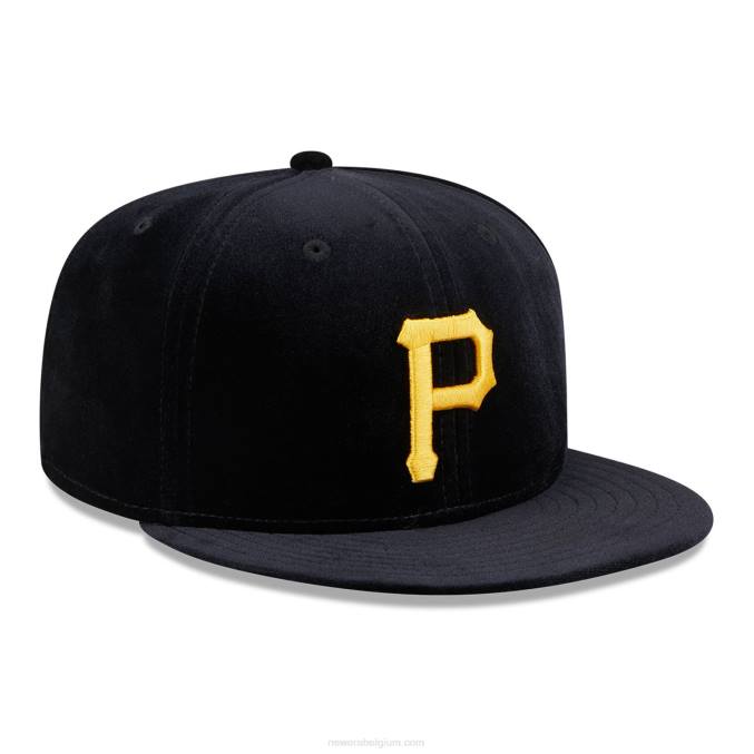 New Era pittsburgh piraten fluwelen zwarte 59fifty getailleerde pet BT241053