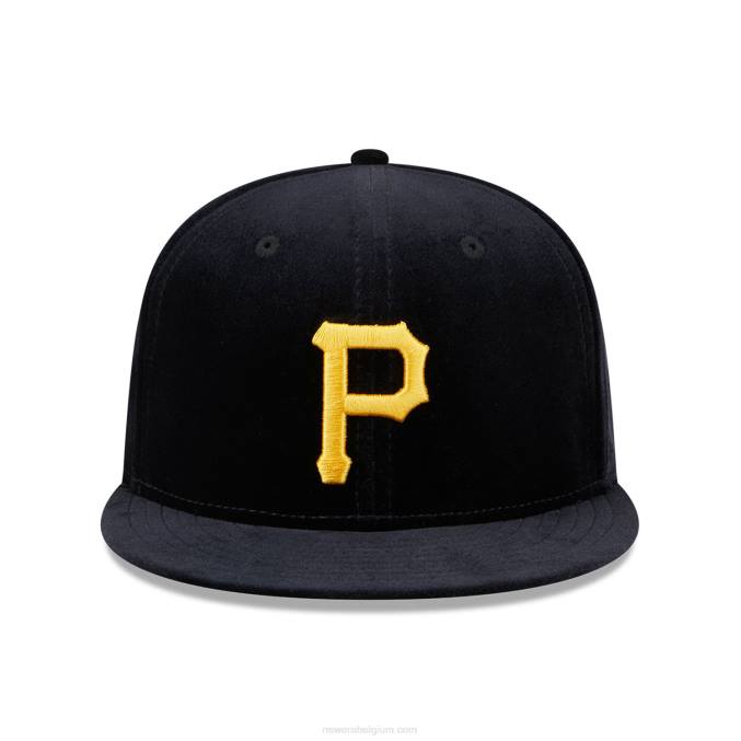 New Era pittsburgh piraten fluwelen zwarte 59fifty getailleerde pet BT241053