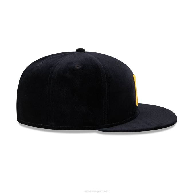 New Era pittsburgh piraten fluwelen zwarte 59fifty getailleerde pet BT241053