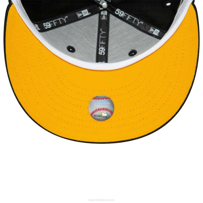 New Era pittsburgh piraten zwart en geel 59fifty getailleerde pet BT24450