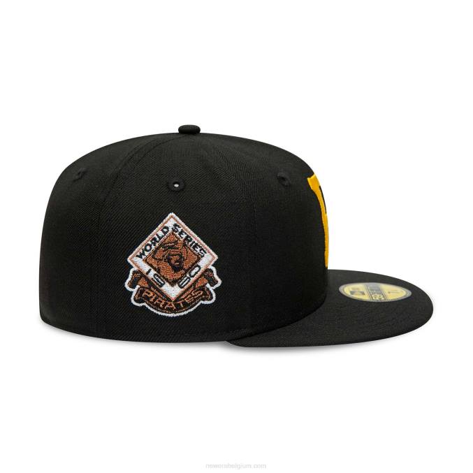 New Era pittsburgh piraten zwart en geel 59fifty getailleerde pet BT24450