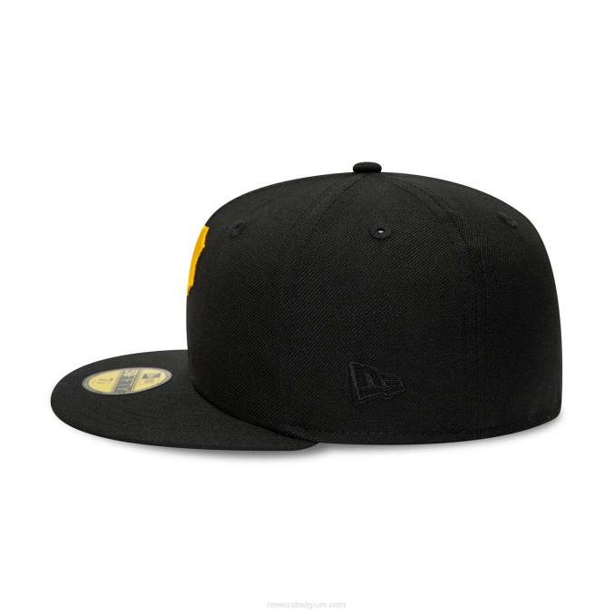 New Era pittsburgh piraten zwart en geel 59fifty getailleerde pet BT24450