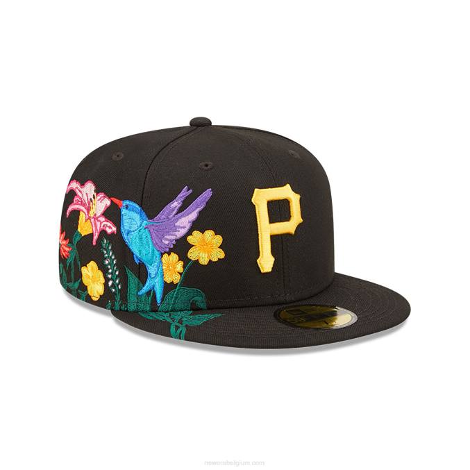 New Era pittsburgh pirates mlb blooming zwarte 59fifty getailleerde pet BT24588