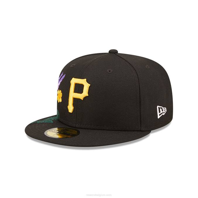 New Era pittsburgh pirates mlb blooming zwarte 59fifty getailleerde pet BT24588