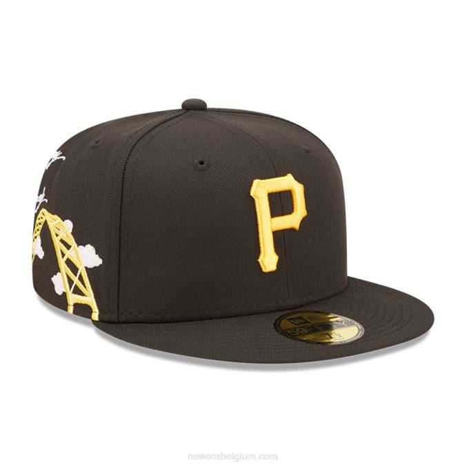 New Era pittsburgh pirates mlb cloud zwarte 59fifty getailleerde pet BT24727