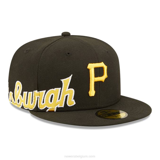New Era pittsburgh pirates mlb side split zwarte 59fifty getailleerde pet BT24842