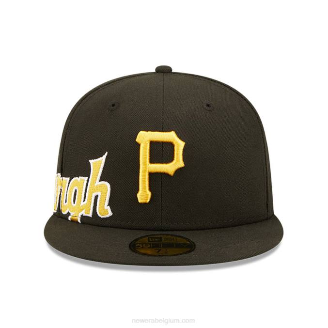 New Era pittsburgh pirates mlb side split zwarte 59fifty getailleerde pet BT24842