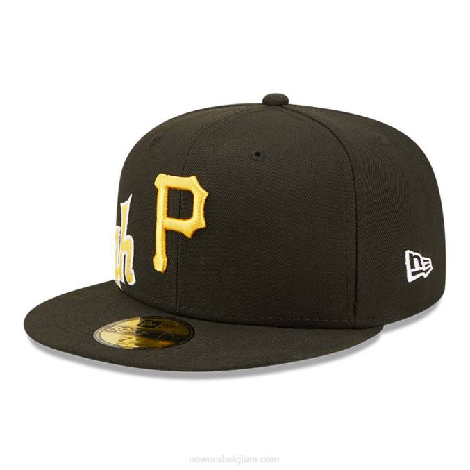 New Era pittsburgh pirates mlb side split zwarte 59fifty getailleerde pet BT24842