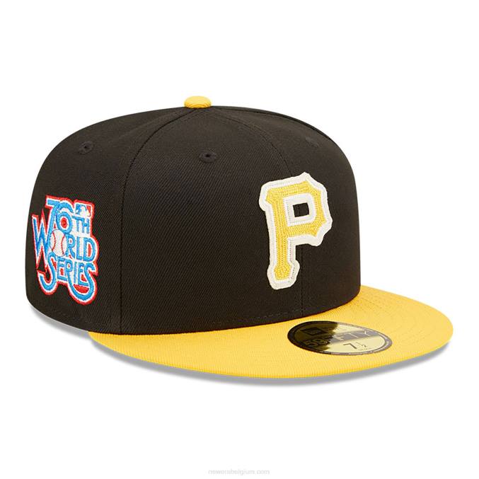 New Era pittsburgh pirates ne letterman zwarte 59fifty getailleerde pet BT24278