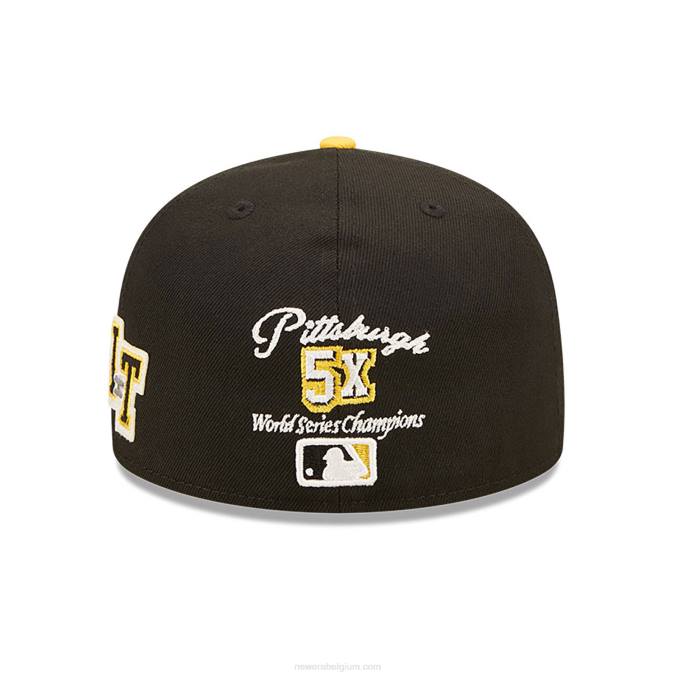 New Era pittsburgh pirates ne letterman zwarte 59fifty getailleerde pet BT24278