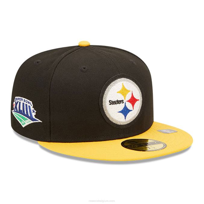 New Era pittsburgh steelers ne letterman zwarte 59fifty getailleerde pet BT24590