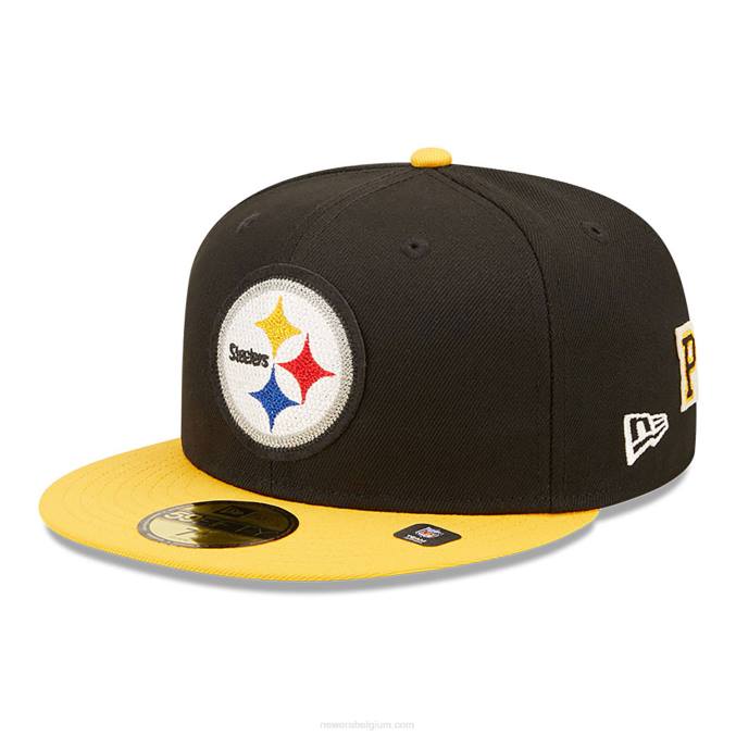 New Era pittsburgh steelers ne letterman zwarte 59fifty getailleerde pet BT24590