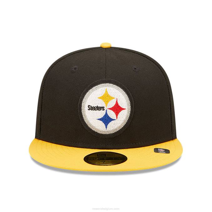 New Era pittsburgh steelers ne letterman zwarte 59fifty getailleerde pet BT24590