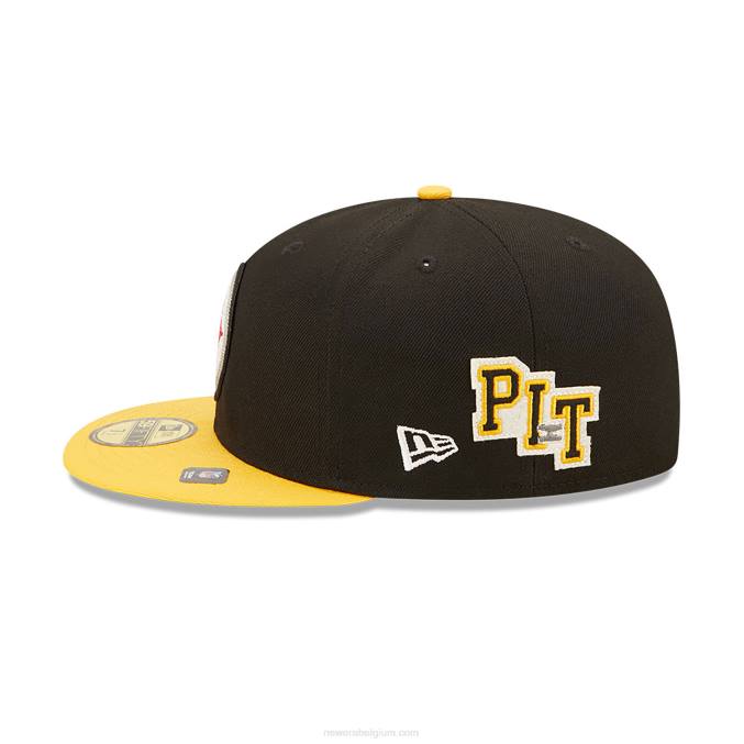 New Era pittsburgh steelers ne letterman zwarte 59fifty getailleerde pet BT24590