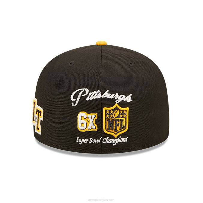 New Era pittsburgh steelers ne letterman zwarte 59fifty getailleerde pet BT24590